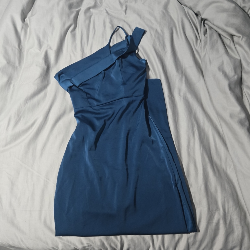 Lulu's One-Shoulder Blue Dress
